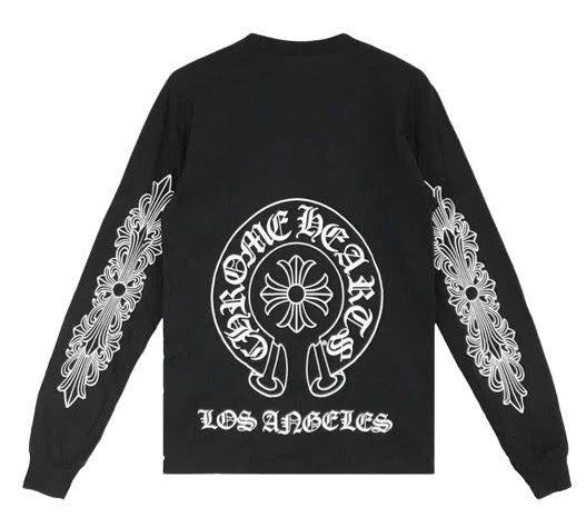Chrome Hearts Horseshoe Floral Long Sleeve Tee