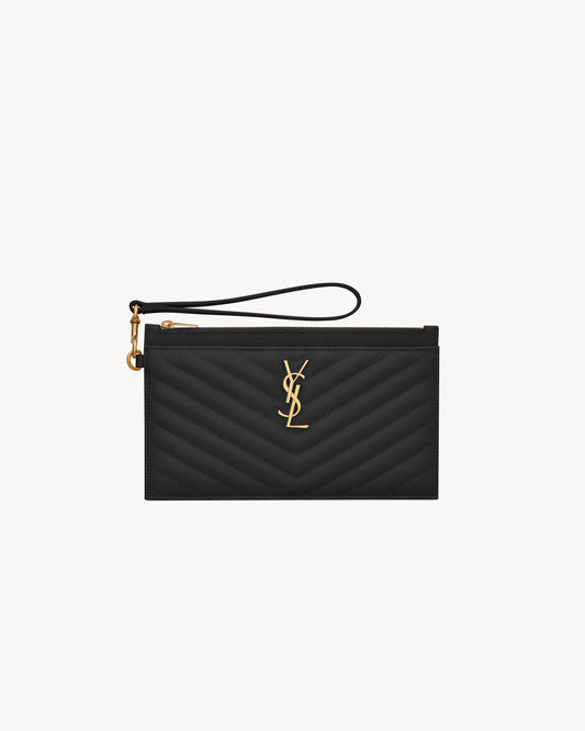 YSL Saint Laurent Cassandre Matelasse Large pouch in grain de poudre leather