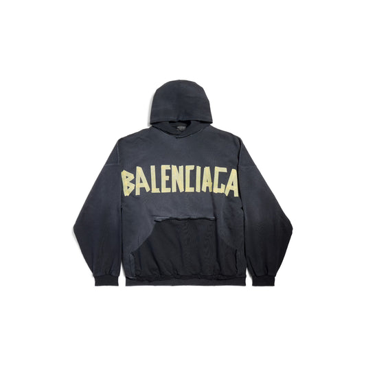 Balenciaga Tape Type Ripped Pocket Hoodie Black