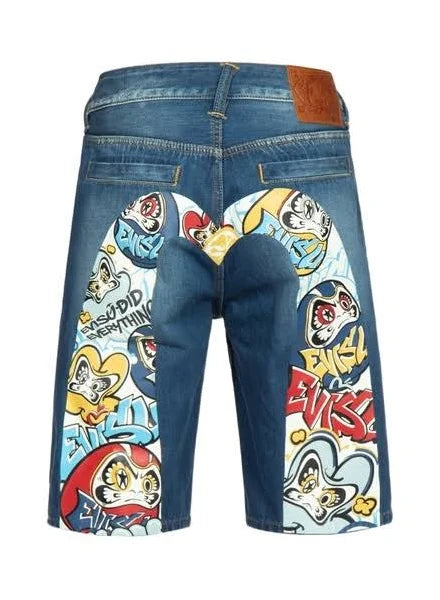 Evisu Graffiti Daruma Denim Shorts