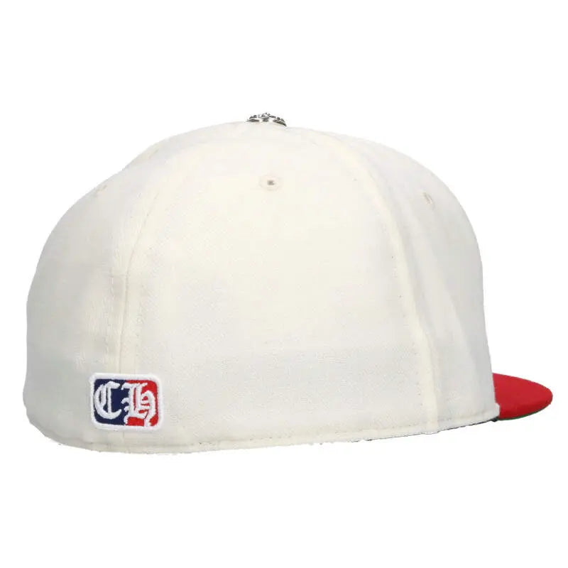 Chrome Hearts Wool Acrylic Serge Ivory/Red Fitted Hat