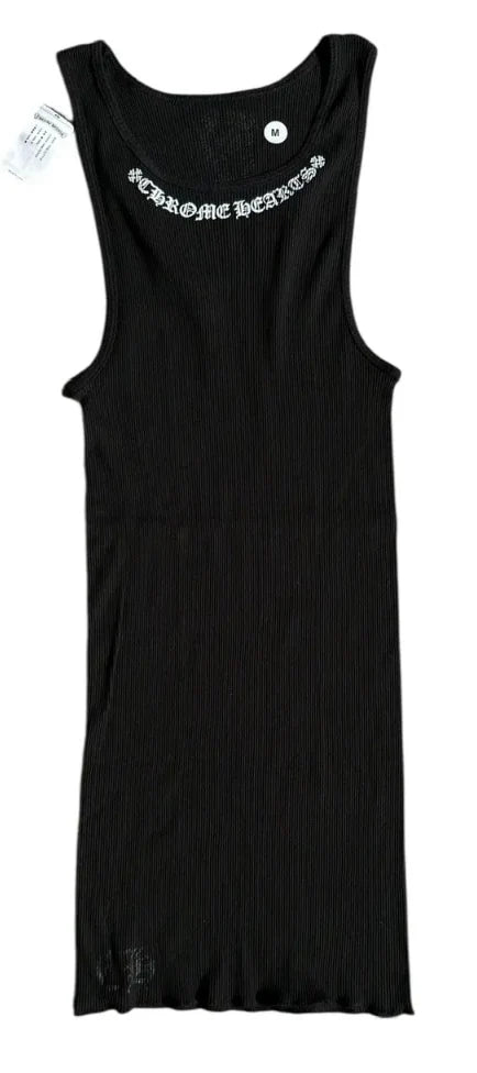 Chrome Hearts Neck Scroll Logo Tank Top Black
