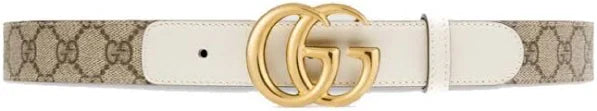 Gucci GG Belt Double G Buckle 1 Width Belt White