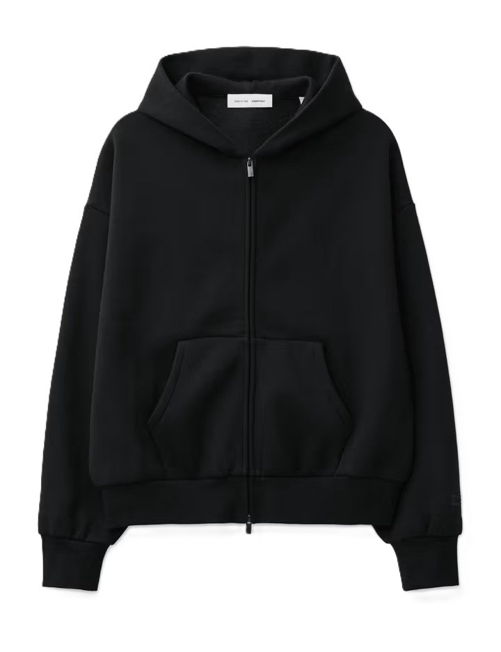Fear Of God Essentials Classic Fit Fleece Zip Up Hoodie Jet Black