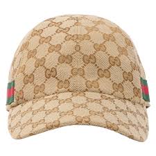 Gucci GG Canvas Baseball Hat with Web Sand Dark Brown