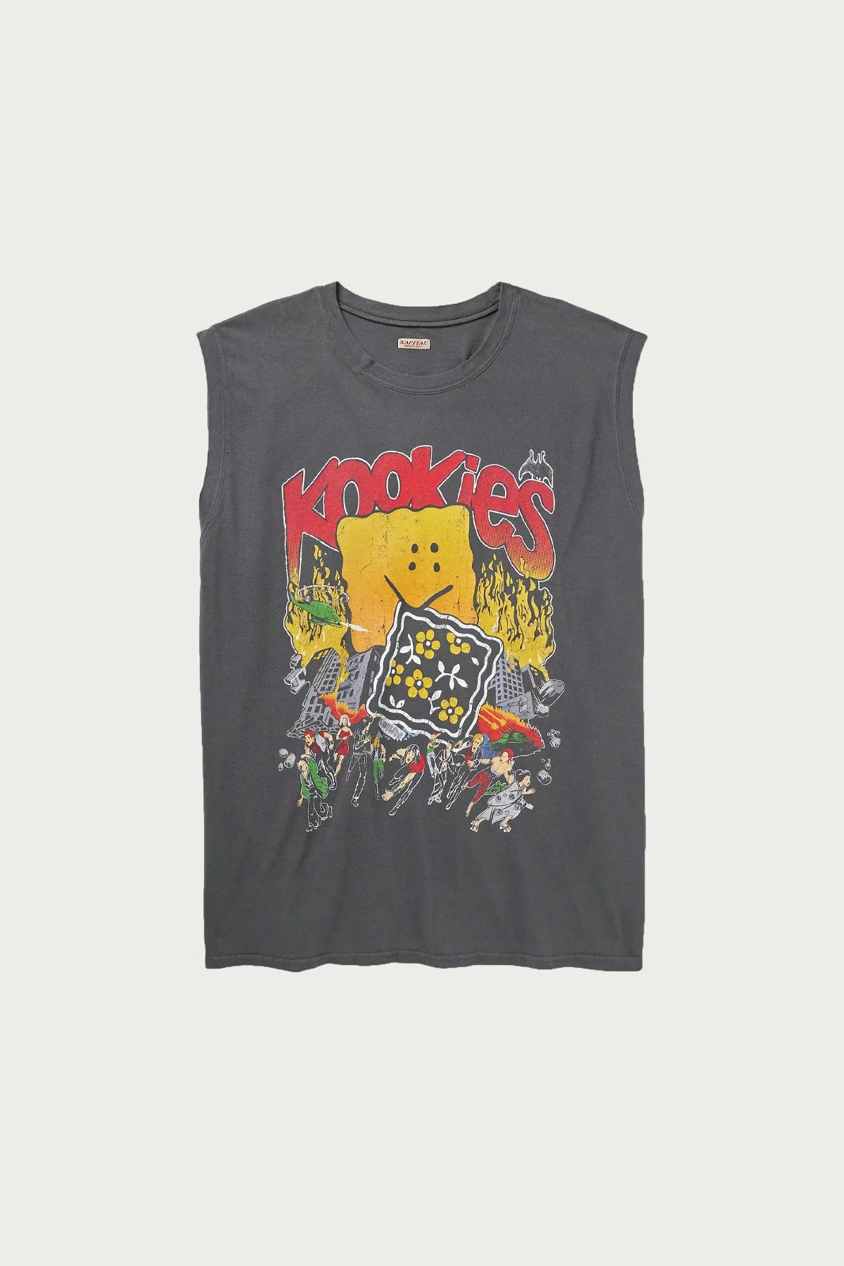 Kapital Jersey Sleeveless Big Tee (Buster Peckish Bowy Print) Black