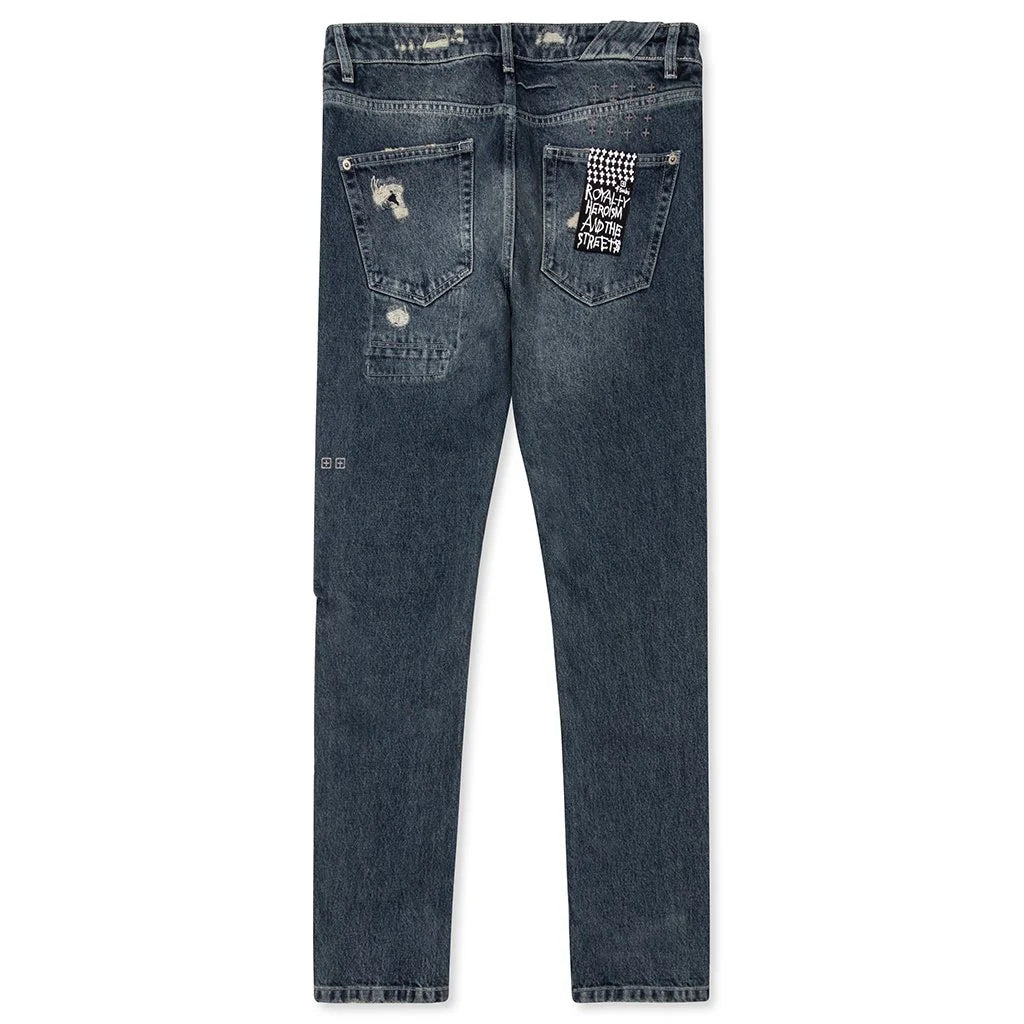 Ksubi Chitch Kulture Slim Fit Distressed Denim Jeans Indigo Wash