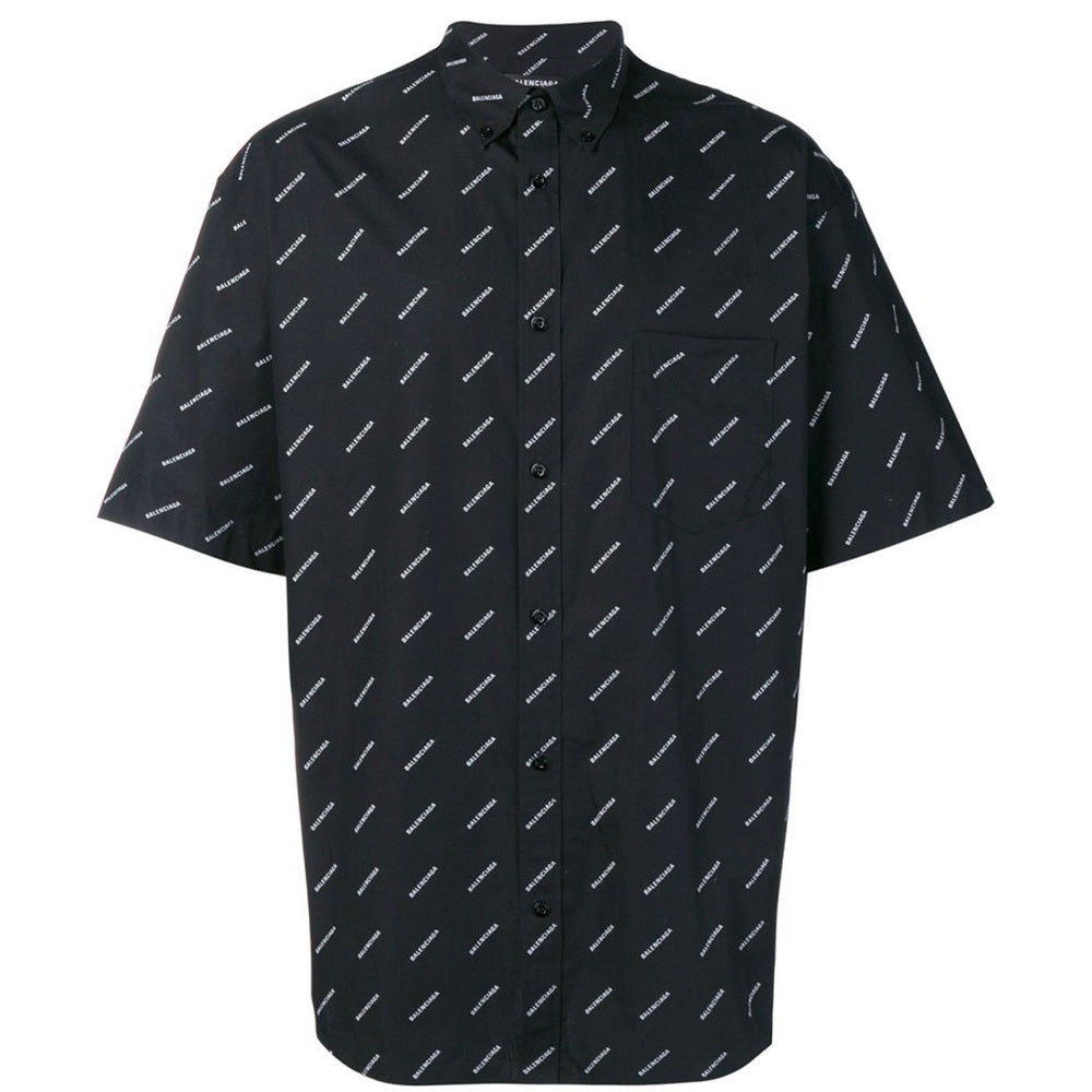Balenciaga All Diag Over Print Logo Shirt Black