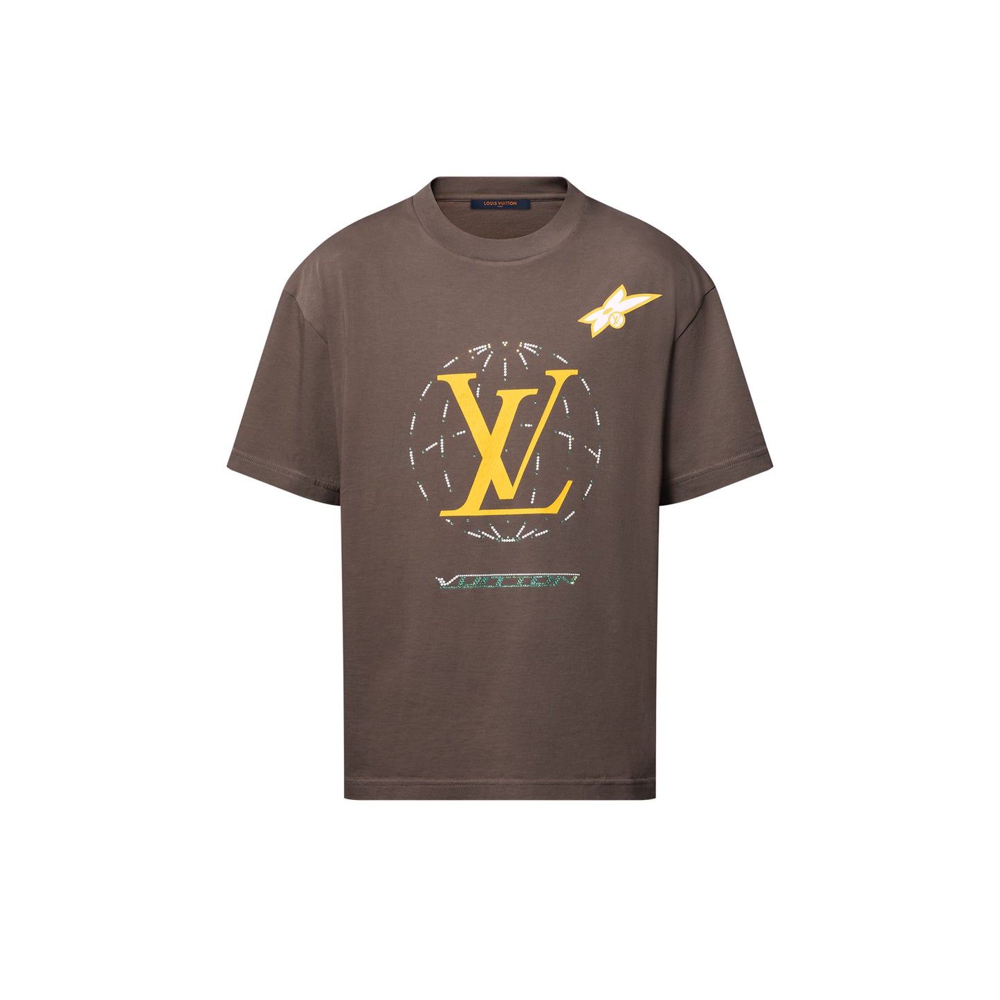 LV Washed Embellished Cotton T-Shirt Brown