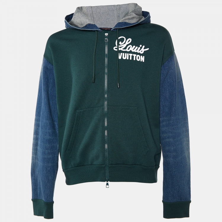 Louis Vuitton Green Denim Hybrid Hoodie Jacket