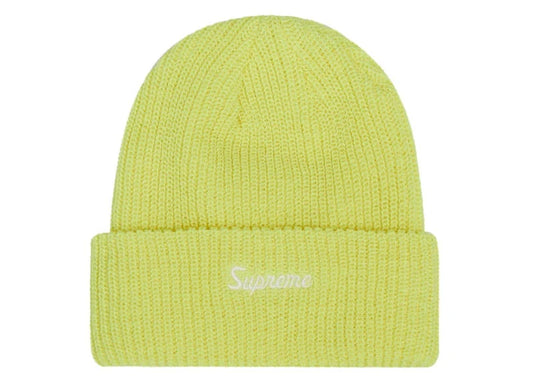 Supreme Script logo Embroidered Beanie Yellow