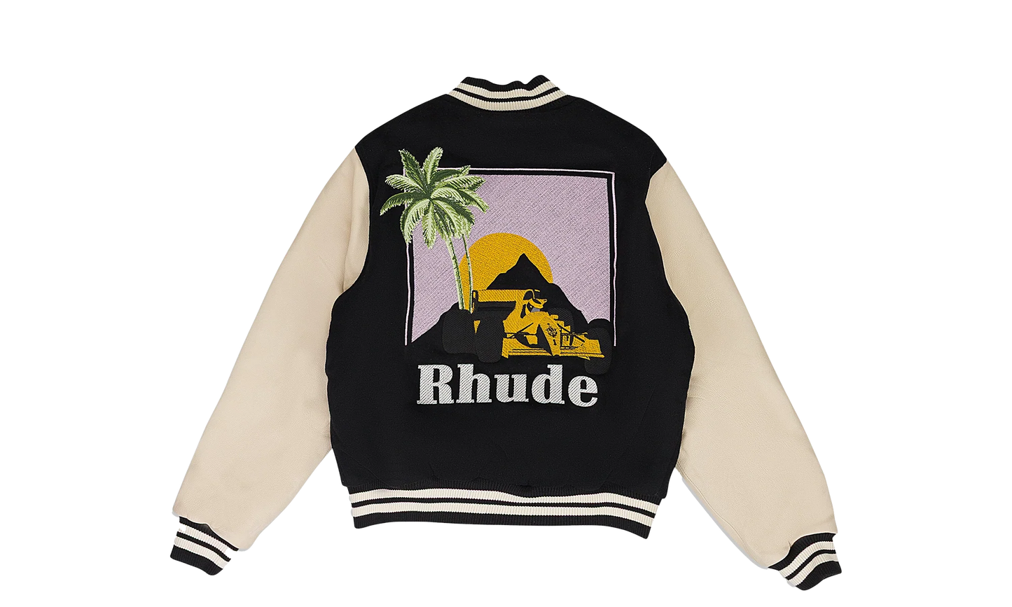 Rhude GP Varsity Jacket Black Cream