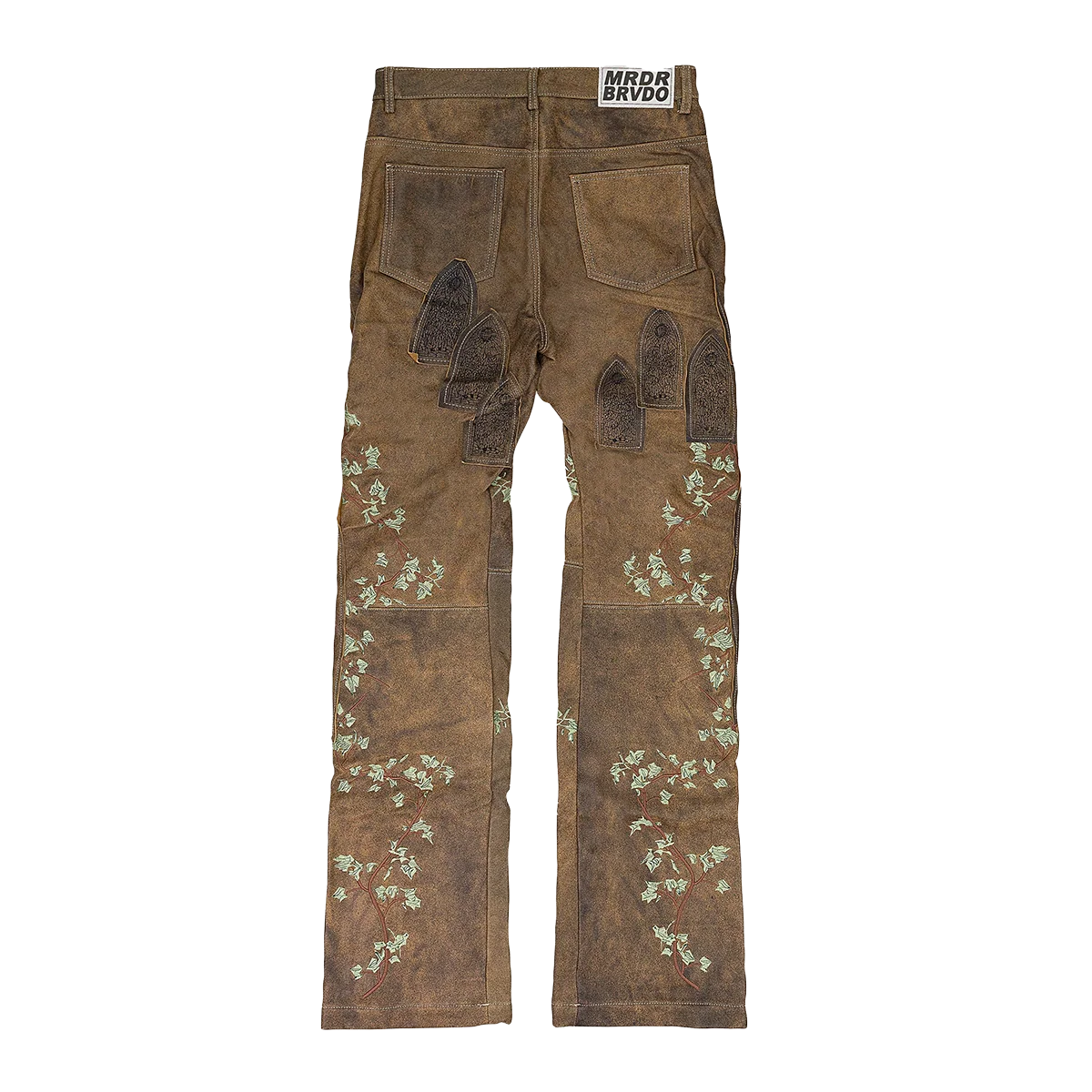 Who Decides War Brown Garden Glass Leather Pants
